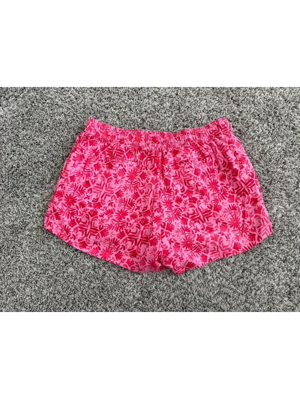 Vineyard Vines 100% Linen Pink/Red Floral Pull On Drawstring Shorts Size S
